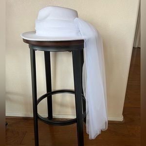 Bridal White Hat Veil Wedding Accessory Handmade